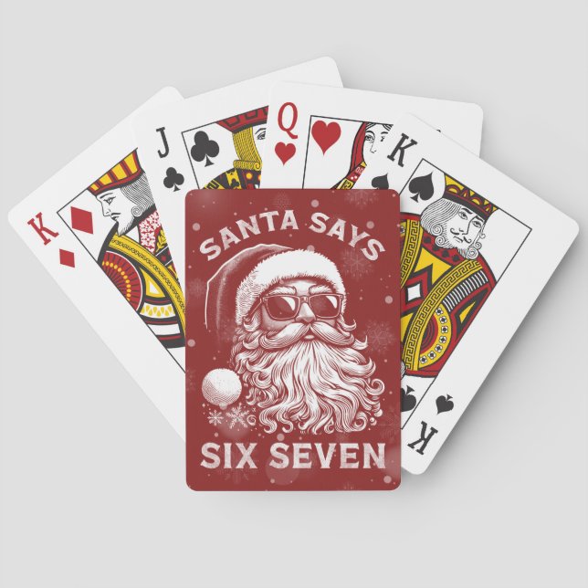 67 Meme Funny Santa Says Six Seven Christmas Poker Cards (Back)