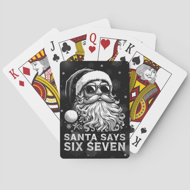 67 Meme Funny Santa Says Six Seven Christmas Poker Cards (Back)