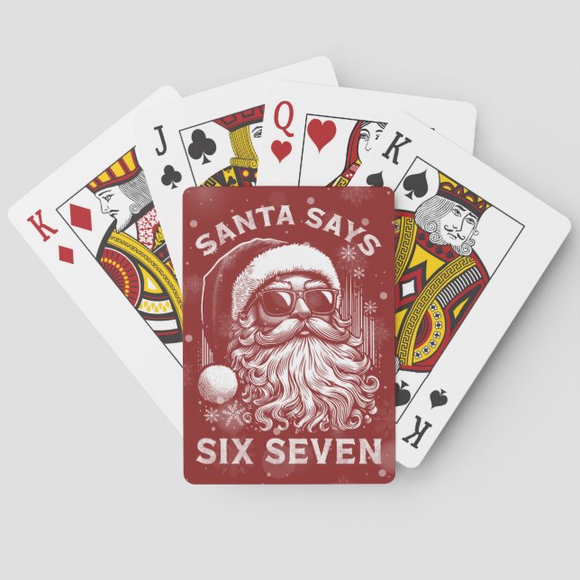 67 Meme Funny Santa Says Six Seven Christmas Poker Cards (Back)