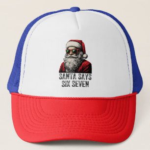 67 Meme Funny Santa Says Six Seven Christmas Trucker Hat