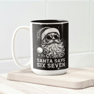 67 Meme Funny Santa Says Six Seven Christmas Two-Tone Coffee Mug