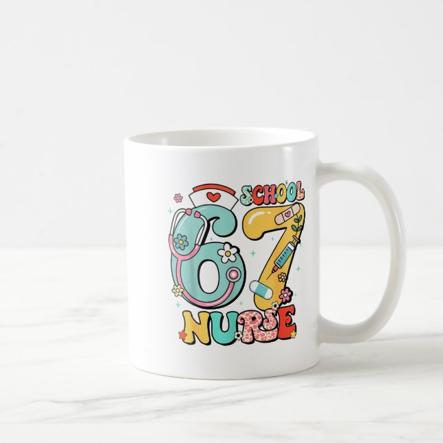 67 Meme Funny School Nurse Six Seven Meme  Coffee Mug (Right)