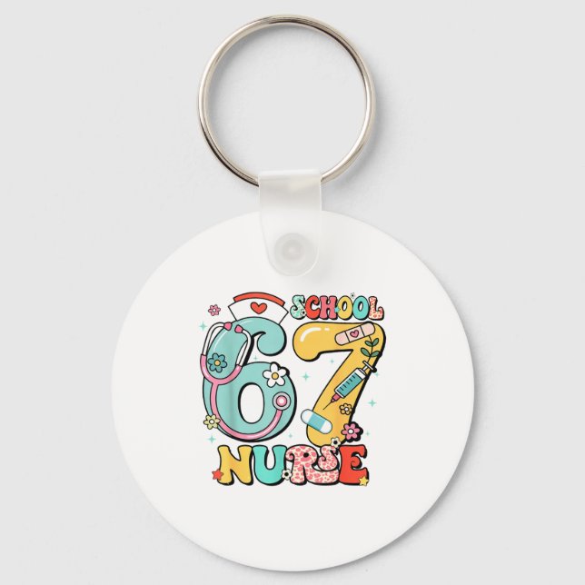 67 Meme Funny School Nurse Six Seven Meme  Keychain (Front)