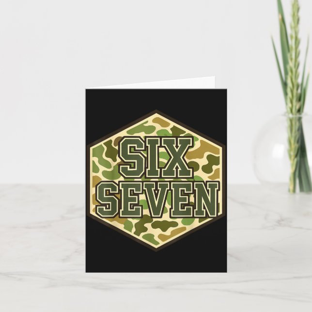 67 Meme Funny Six Seven Camo 6 7 Brainrot Gen Z Ki Card (Front)