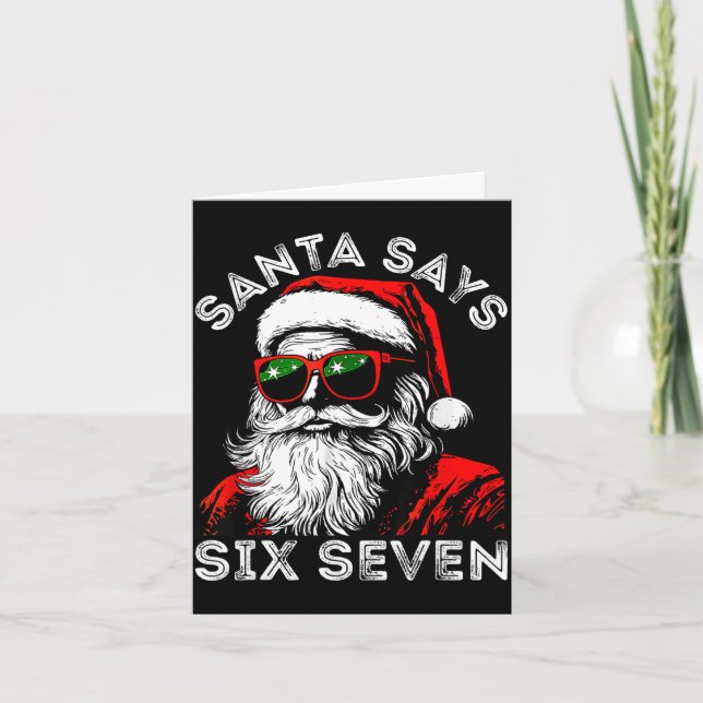67 Meme Funny Six Seven Christmas 6-7 Meme Santa 6 Card (Front)