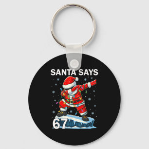 67 Meme Funny Six Seven Christmas 6-7 Meme Santa 6 Keychain