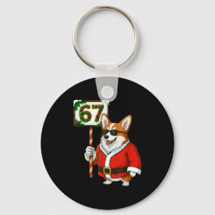 67 Meme Funny Six Seven Christmas Corgi Dog Lover Keychain