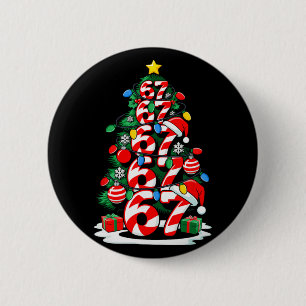 67 Meme Funny Six Seven Christmas Tree Lights Xmas Button