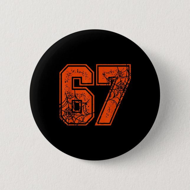 67 Meme Funny Six Seven Gen Alpha Halloween Pumpki Button (Front)