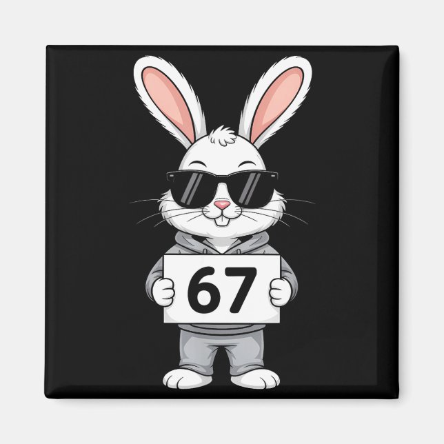 67 Meme Funny Six Seven Gen Rabbit Bunny Sungles E Magnet (Front)