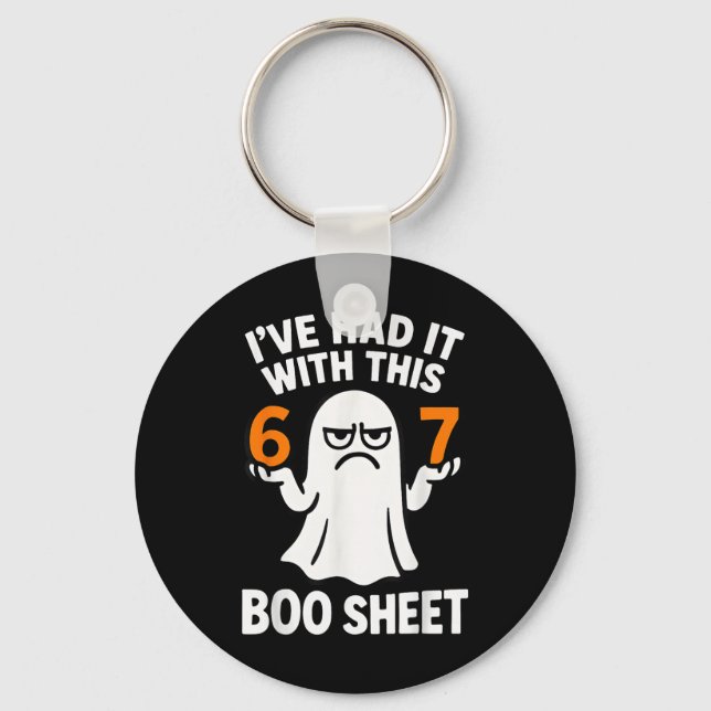 67 Meme Halloween Costume 6 7 Funny Boo Sheet Six  Keychain (Front)