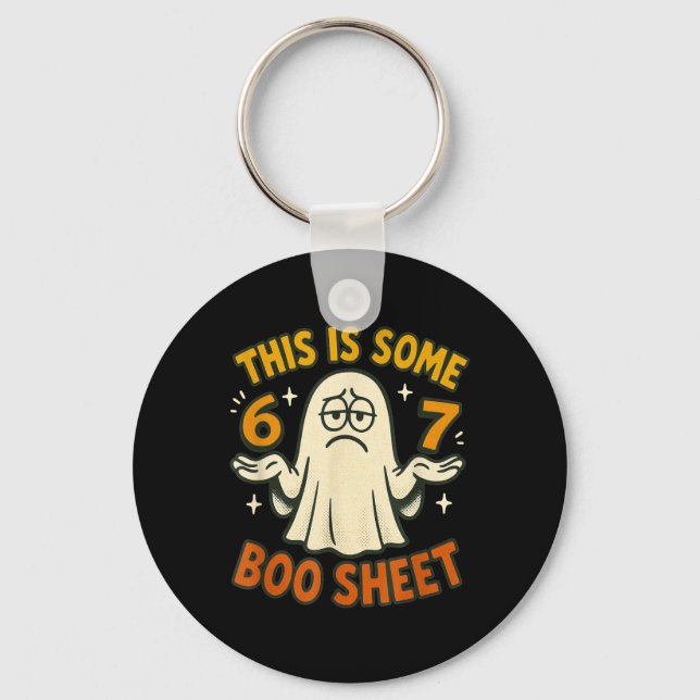 67 Meme Halloween Costume 6 7 Funny Boo Sheet Six  Keychain (Front)