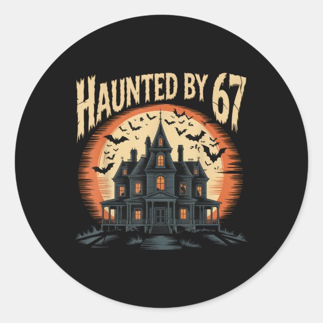 67 Meme Halloween Costume Haunted _1  Classic Round Sticker (Front)