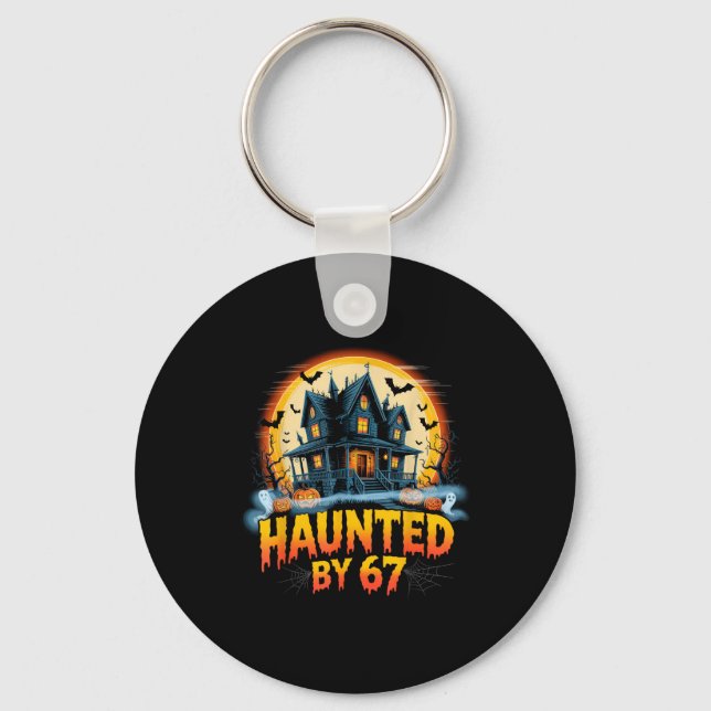 67 Meme Halloween Costume Haunted By 6-7 Brainrot  Keychain (Front)