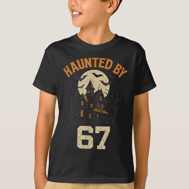 67 Meme Halloween Costume Haunted By 6-7 Brainrot  T-Shirt (Front)
