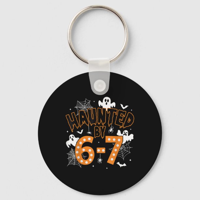 67 Meme Halloween Haunted– Funny Ghost And Pumpkin Keychain (Front)