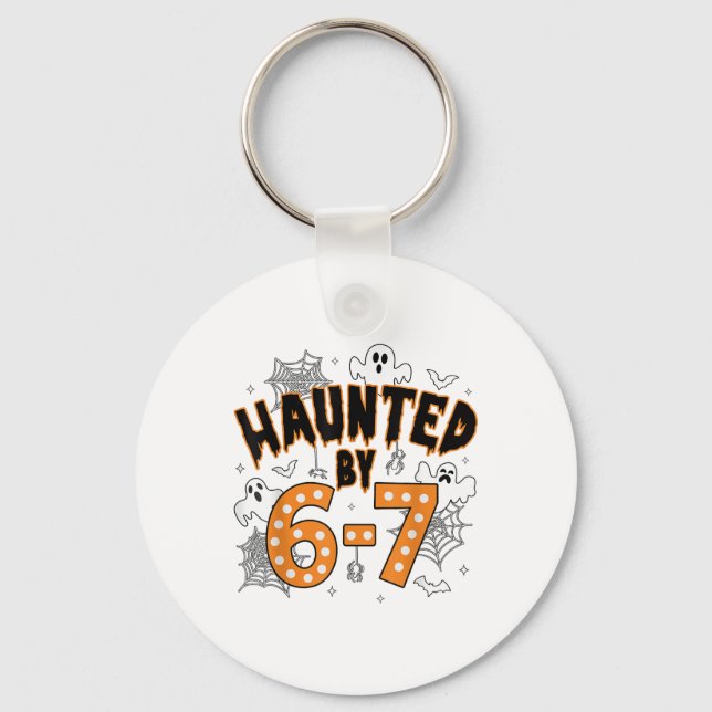 67 Meme Halloween Haunted- Funny Ghost And Pumpkin Keychain (Front)