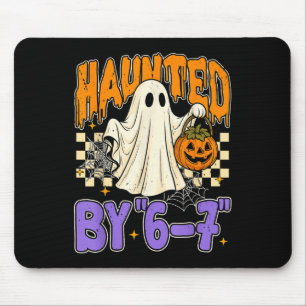 67 Meme Halloween Haunted- Funny Ghost And Pumpkin Mouse Pad