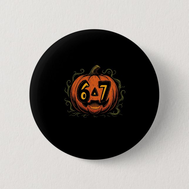 67 Meme Halloween Pumpkin - Six Seven Gen Alpha Z  Button (Front)