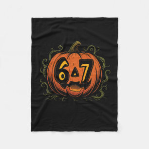 67 Meme Halloween Pumpkin - Six Seven Gen Alpha Z Fleece Blanket