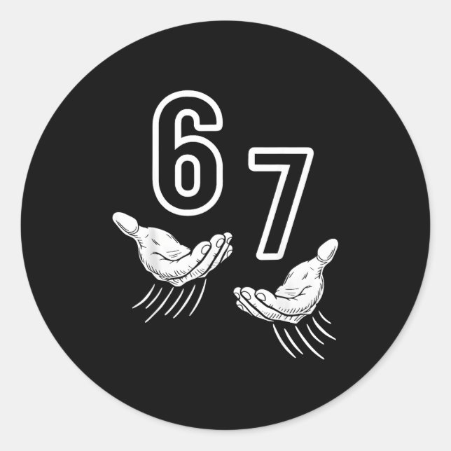 67 Meme Hand  Classic Round Sticker (Front)