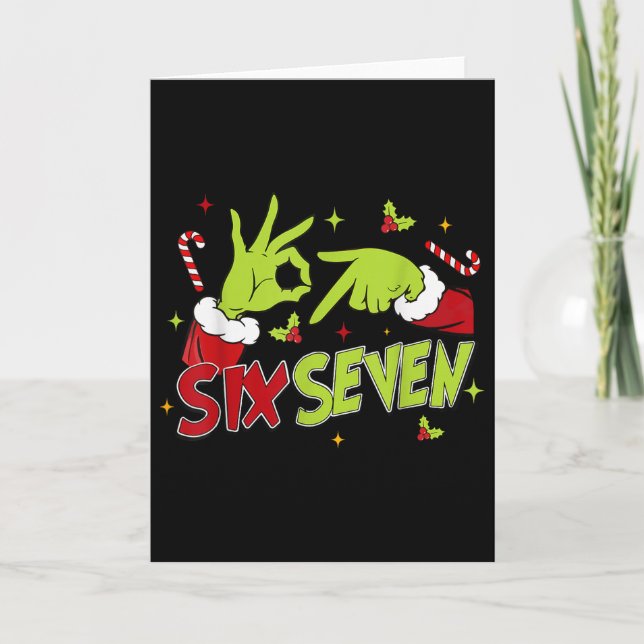 67 Meme Humor 6-7 Funny Six Seven Christmas  Card (Front)