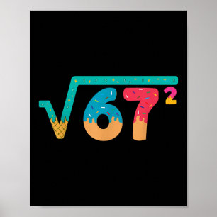 67 Meme Ice Cream Drip Square Root 67² Slang Math  Poster