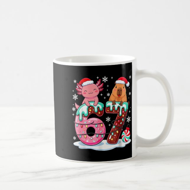67 Meme Kawaii Axolotl Capybara Christmas Ice Crea Coffee Mug (Right)