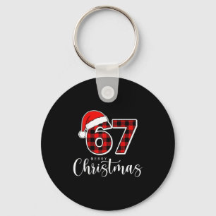 67 Meme Merry Christmas 67 Buffalo Plaid Xmas Retr Keychain