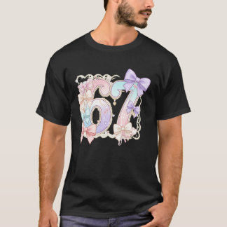 67 Meme Pastel Coquettes Bow Funny Kawaii 6 7 Numb T-Shirt