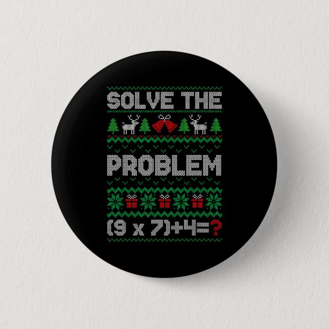 67 Meme Pemdas Math Joke Teacher Ugly Christmas Sw Button (Front)