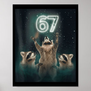 67 Meme Raccoon Howling At The Moon 6 7 Funny Weir Poster