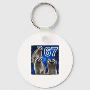 67 Meme Raccoon Howling At The Moon Parody Six Sev Keychain