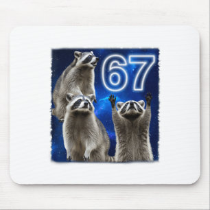 67 Meme Raccoon Howling At The Moon Parody Six Sev Mouse Pad
