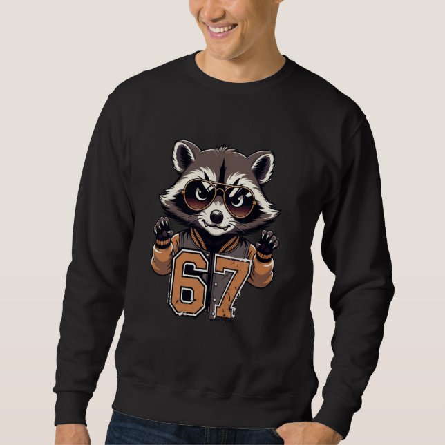 67 Meme Raccoon Six Seven High School Varsity Lett Sweatshirt (Front)