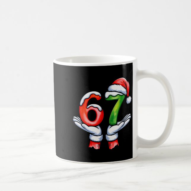 67 Meme Santa Claus Hand Funny Six Seven Christmas Coffee Mug (Right)