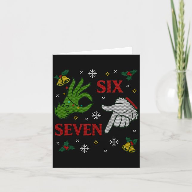 67 Meme Santa Hands Christmas Ugly Sweater Xmas Ce Card (Front)