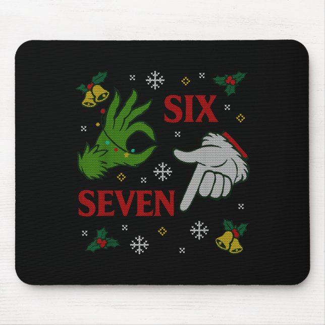 67 Meme Santa Hands Christmas Ugly Sweater Xmas Ce Mouse Pad (Front)