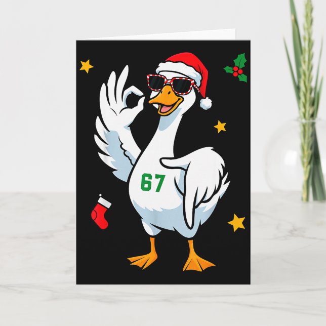 67 Meme Silly Goose 6 7 Funny Six Seven Christmas  Card (Front)