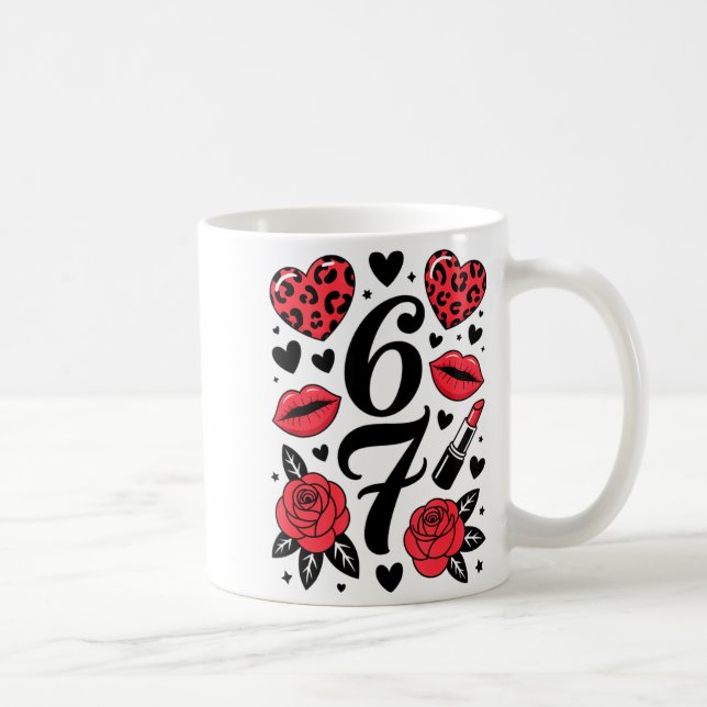 67 Meme Six Seven 67 Meme Six Seven 6 7 Valentine  Coffee Mug (Right)
