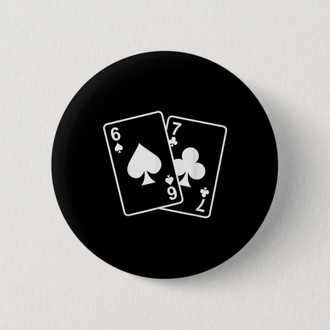 67 Meme Six Seven 6–7 Funny Playing Cards  Button (Front)