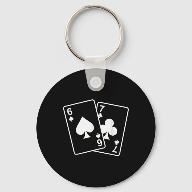 67 Meme Six Seven 6–7 Funny Playing Cards  Keychain (Front)