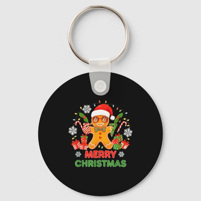 67 Meme Six Seven 6 7 Meme Funny Christmas Gingerb Keychain (Front)