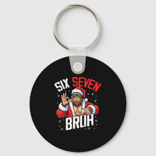 67 Meme Six Seven Bruh Bigfoot Santa 6 7 Funny Chr Keychain