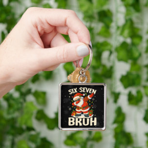 67 Meme Six Seven Bruh Funny Christmas 6 7 Keychain