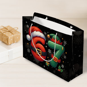 67 Meme Six Seven Bruh Funny Christmas 6 7 Large Gift Bag