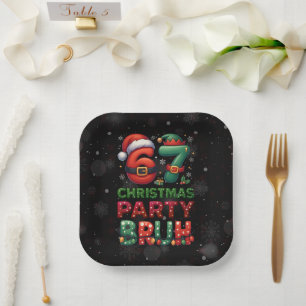 67 Meme Six Seven Bruh Funny Christmas 6 7 Paper Plates