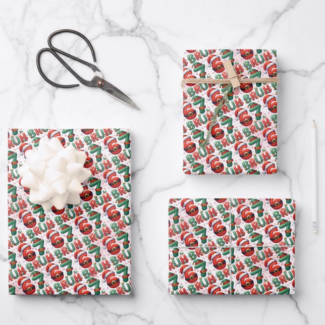 67 Meme Six Seven Bruh Funny Christmas 6 7 Wrapping Paper Sheets (Front)