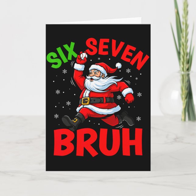 67 Meme Six Seven Bruh Santa Baseball Funny Christ Card (Front)