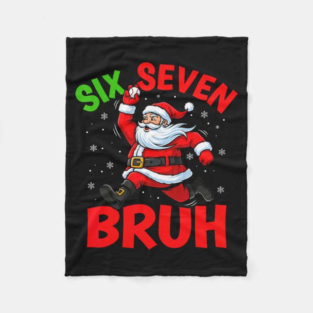 67 Meme Six Seven Bruh Santa Baseball Funny Christ Fleece Blanket (Front)